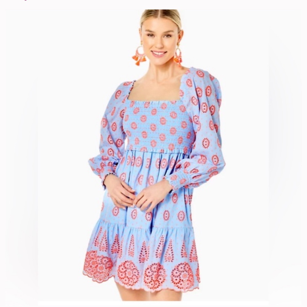 Rainna Smocked Eyelet Dress Size M